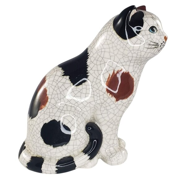 Vintage Geo Z. Lefton Calico Cat Figurine 1985 Number H05295 Crackle Glaze - Picture 2 of 8